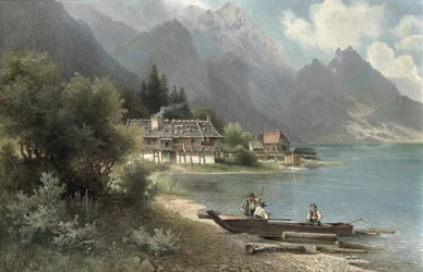 Paisagem, em, lago, Kochelsee, bavaria